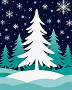 Winter Wonderland Snowy Tree Forest Rug