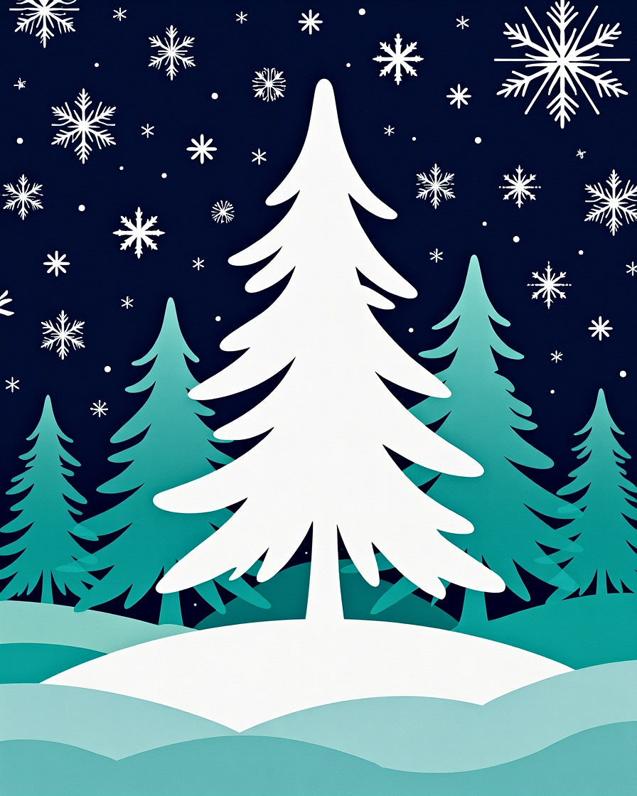 Winter Wonderland Snowy Tree Forest Rug