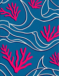 Vivid Coral Blue Swirl Rug