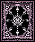 Pink Ornate Floral Mandala Black Rug