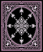 Pink Ornate Floral Mandala Black Rug
