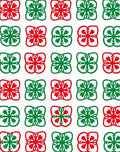 Classic Red Green Floral Squares Rug