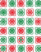 Classic Red Green Floral Squares Rug