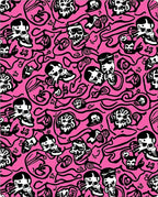 Hot Pink Skulls Abstract Swirl Rug