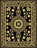 Golden Black Floral Medallion Border Rug