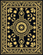 Golden Black Floral Medallion Border Rug