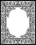 Black White Ornate Border Scrollwork Rug
