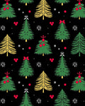 Festive Green Yellow Christmas Trees Rug