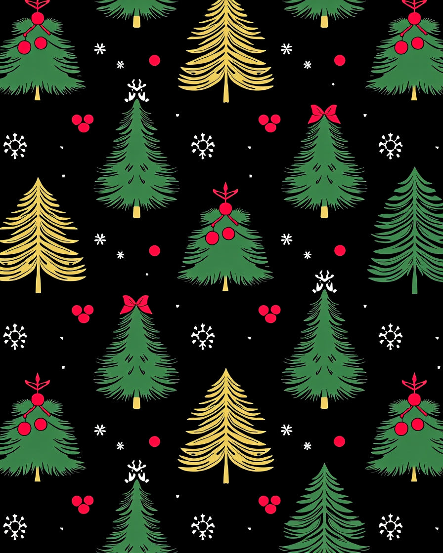 Festive Green Yellow Christmas Trees Rug