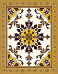 Antique Yellow Medallion Floral Border Rug