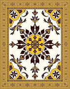 Antique Yellow Medallion Floral Border Rug