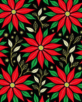 Vibrant Red Poinsettia Floral Branches Rug
