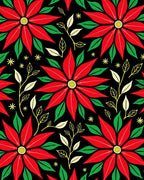 Vibrant Red Poinsettia Floral Branches Rug