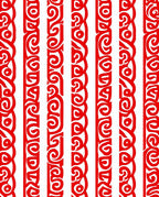 Bold Red Scrolling Vine Border Rug