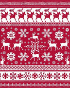 Red White Reindeer Snowflake Nordic Hug Rug