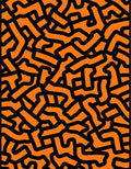 Bold Orange Black Abstract Maze Rug