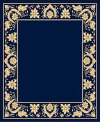 Navy Floral Scroll Border Rug