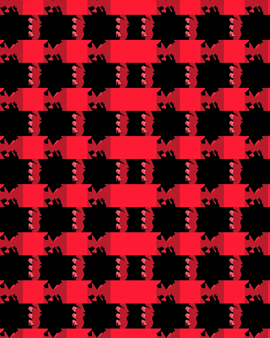 Bold Red Geometric Silhouette Rug