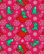 Whimsical Green Creatures Red Blooms Rug