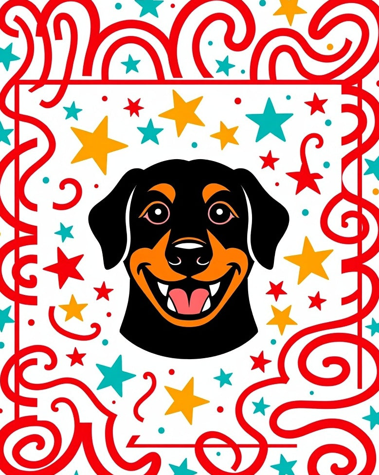 Happy Dog Red Starburst Garland Rug