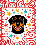 Happy Dog Red Starburst Garland Rug