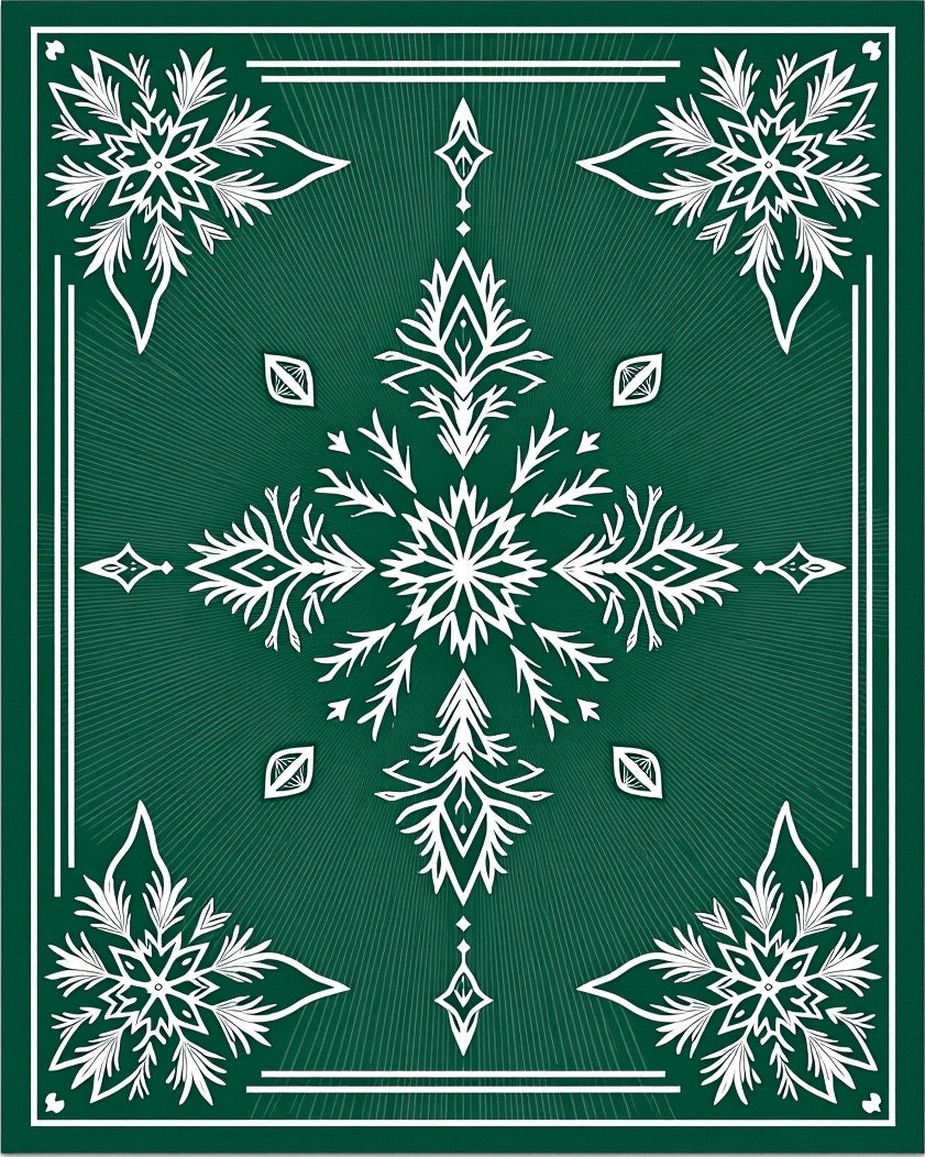 Emerald Green Snowflake Radiating Brilliance Rug