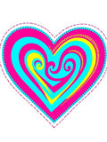 Vibrant Swirl Heart Pink Cyan Yellow Rug