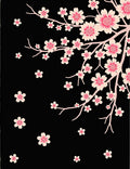 Pink Blossom Branches on Black Canvas Rug