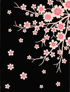 Pink Blossom Branches on Black Canvas Rug