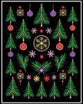 Holiday Green Trees Snowflake Ornaments Rug