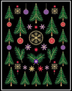 Holiday Green Trees Snowflake Ornaments Rug