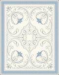Soft Blue Floral Scroll Medallion Rug