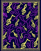 Vibrant Yellow Purple Musical Notes Rug
