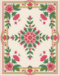 Pink Floral Garden Border Arrangement Rug