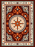 Ornate Coral Compass Rose Rug