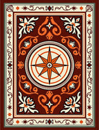 Ornate Coral Compass Rose Rug