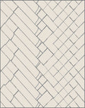 Cream Blue Geometric Intersecting Rectangles Rug