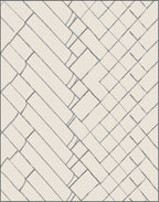 Cream Blue Geometric Intersecting Rectangles Rug