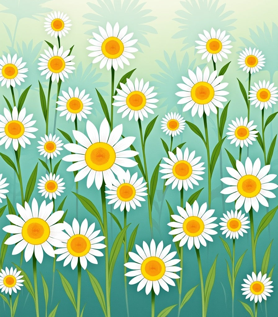 Whimsical White Daisy Garden Rug