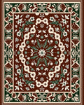 Deep Sienna Floral Medallion Border Rug