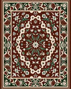 Deep Sienna Floral Medallion Border Rug