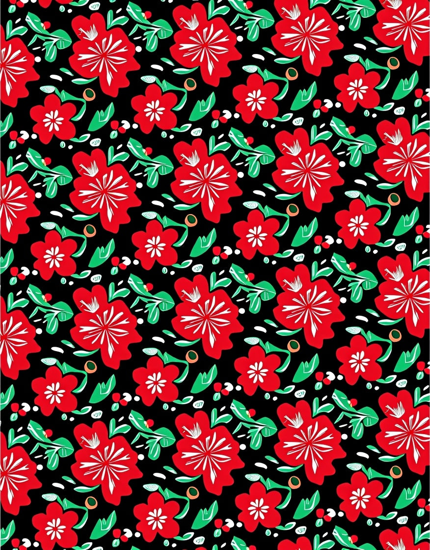 Enchanting Crimson Floral Sprigs Rug