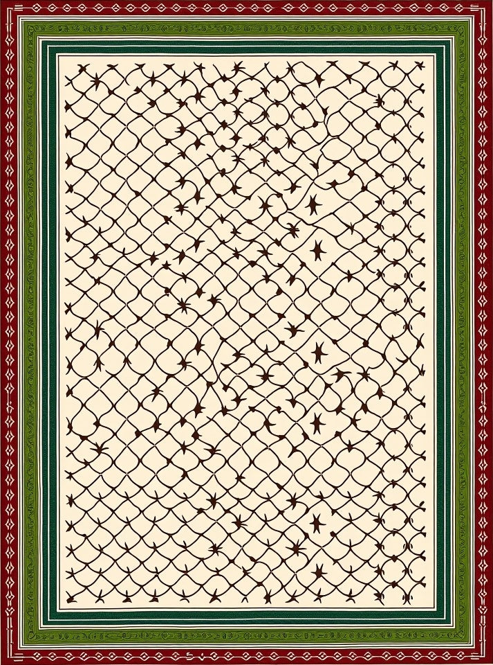 Crimson Green Net Star Medallion Rug