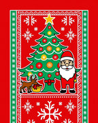 Red Christmas Tree Santa Reindeer Snowflakes Rug