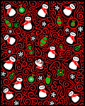 Whimsical Snowman Christmas Swirl Red Rug