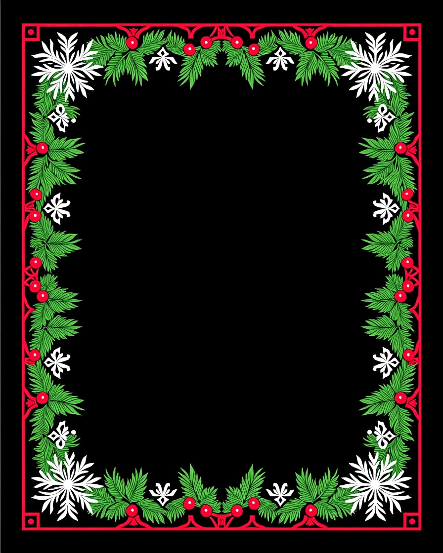 Festive Red Green Snowflake Garland Rug
