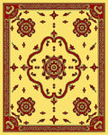 Ornate Red Floral Medallion Yellow Rug