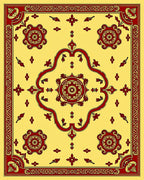 Ornate Red Floral Medallion Yellow Rug