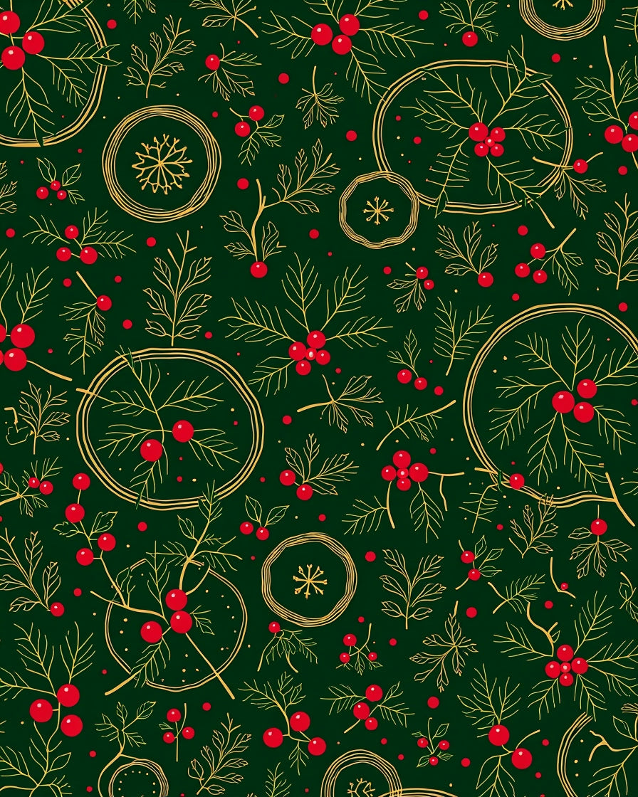 Golden Holly Berry Garland Decoration Rug