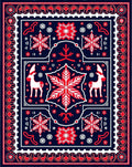 Crimson Deer Floral Starburst Medallion Rug